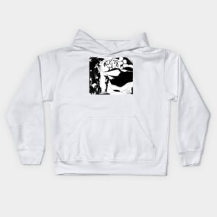 Tragic black and white, the canopy of chaos. Figure ART. Kids Hoodie